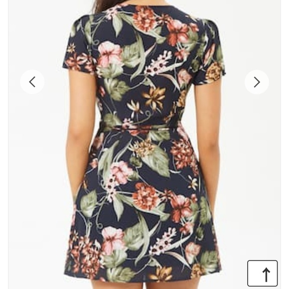 Chiffon Floral Wrap Navy Dress - Picture 3 of 4